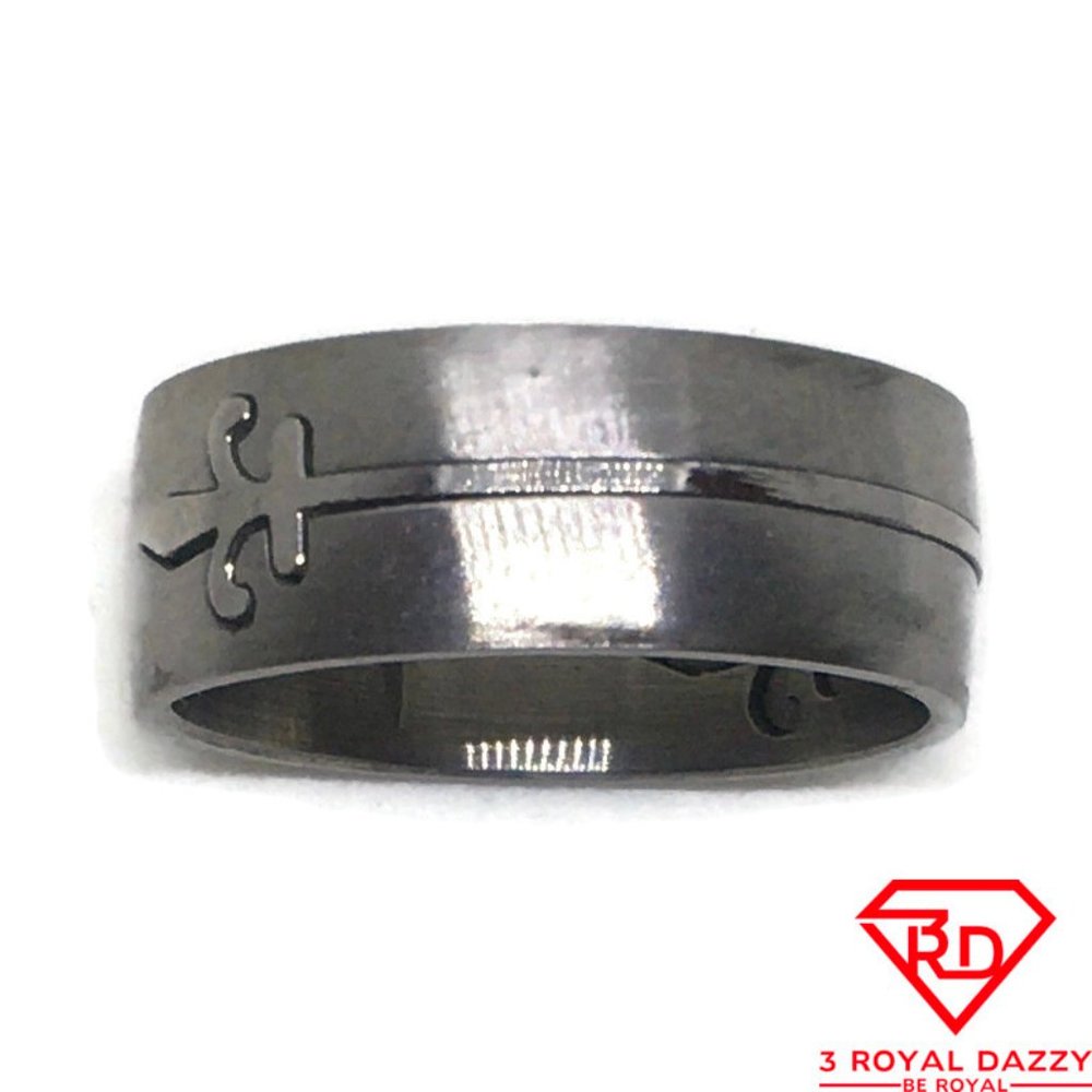 Fleur de Lis Smooth Stainless Steel Ring S8